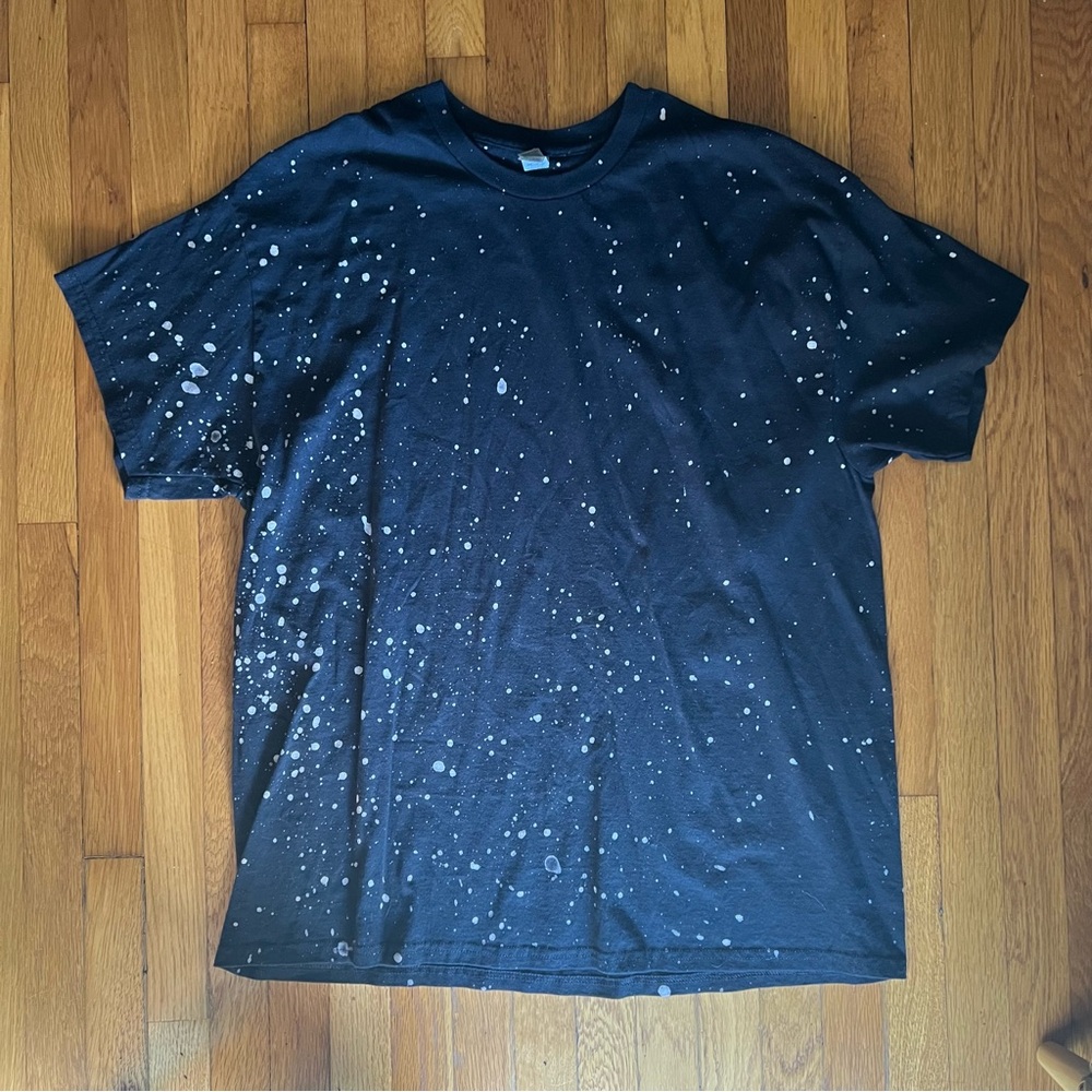 NEW Gildan Colortone 1385 Black and White Speckled Bleach Out Dyed T-Shirt, XL